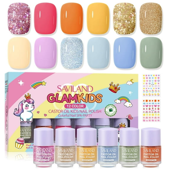 Set de esmaltes de uñas SAVILAND Glamkids Kids 12 colores a base de agua