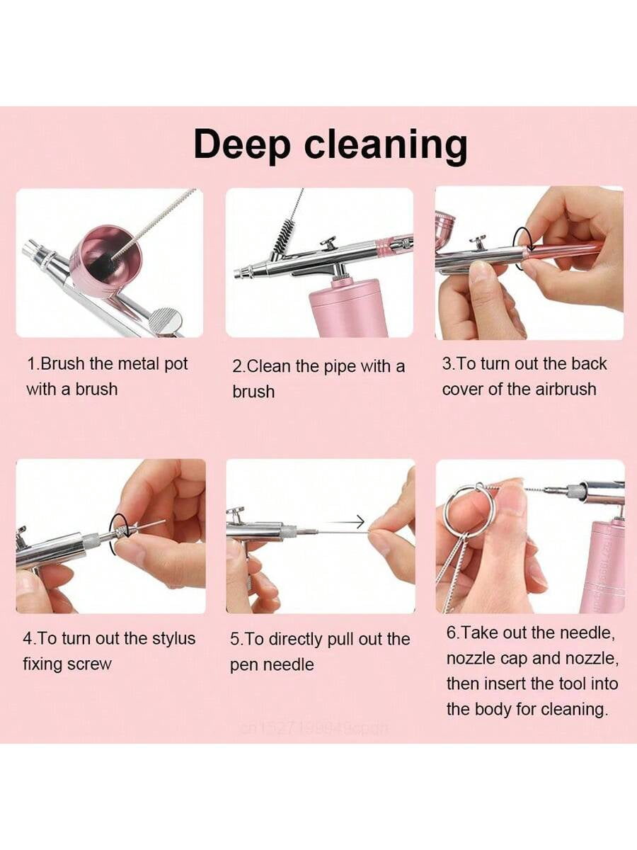 Professional Cordless Airbrush Kit USB Rechargeable Portable Lightweight For Painting Makeup Haircuts Nail Art More With Cleaning Brushes Tools