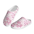 thumbnail image 2 of Xecao Breast Cancer Ribbons Awareness Print Cotton Slippers Fuzzy Warm Cozy Slippers Non Slip House Slippers For Indoor Outdoor Cotton Slippers House Slippers-11, 2 of 7