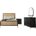 thumbnail image 2 of JERFIT 4-Piece Eastern King Bedroom Set with Rattan Headboard, Black and Natural Finish, Dresser, Mirror & Nightstand, 2 of 10