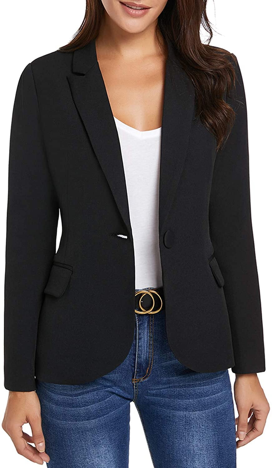 Vetinee Womens Business Work Office Blazer Back Slit Jacket With One  Button, Size Xs-2Xl - Walmart.Com