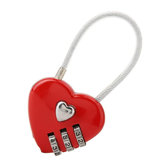 3 Digit Combination Lock, Zinc Alloy Heart Shape Mini Code Lock with Easy Operation, Portable for Luggage, Backpack, Jewelry Box, Hall Locker, Tool Box, Gym Locker for Travel
