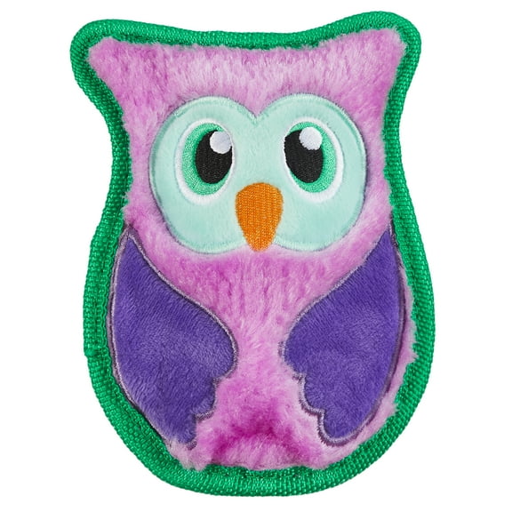 Outward Hound Durablez Minis Stuffing-Free Squeaky Interactive Dog Toy, Tough Plush, Owl, Purple, XS