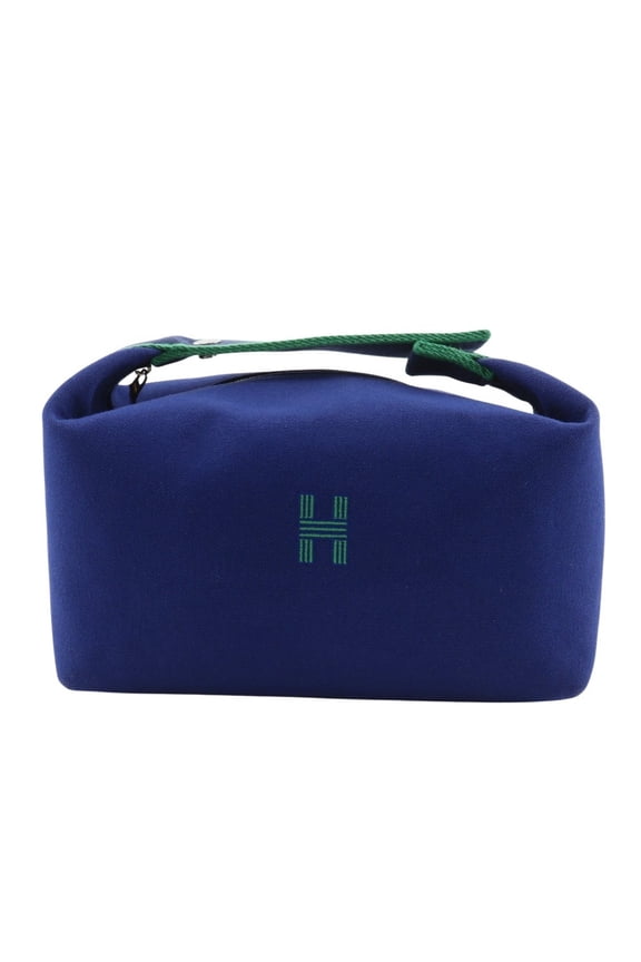 Pre-Owned Hermes Herms BRIDE A BLACK GM handbag in bluemarine and green canvas with...