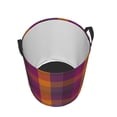 thumbnail image 3 of Haiem Purple Yellow Buffalo Plaid Leather Dirty Clothes Laundry Basket,Sturdy & Waterproof,Collapsible Round Design For Efficient Space Management,Multi-Purpose Storage Basket, 3 of 8