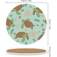 thumbnail image 2 of GZHJMY 6Pcs Round Cute Sea Turtles Leaves Ceramic Coasters with Cork-Backed for Coffee Drink, Cup Mat Absorbent Stone Coasters, 2 of 5