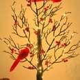 thumbnail image 4 of Minibee Vintage Glowing Tree with Cardinals, 21" LED Vintage Glowing Tree with Red Berries and Birds Tabletop Holiday Decorations, 4 of 7