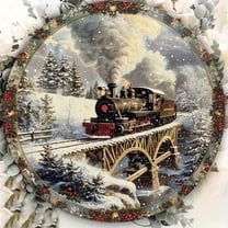 HELLOYOUNG Retro Aluminum Christmas Mini Train Metal Wall Decor - 7.87x7.87inch Indoor Outdoor Tin Sign for Home Cafe Restaurant