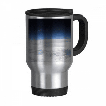 

White Clouds Layer Atmosphere Travel Mug Flip Lid Stainless Steel Cup Car Tumbler Thermos