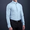 thumbnail image 3 of HISDERN Mens Blue Button Up Shirts for Big & Tall Regular Fit Long Sleeve Dress Shirt Weddings, 3 of 13