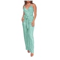 thumbnail image 2 of GaThRRgYP Womens Jumpsuits and Rompers Plus Size,Rompers for Women Plus Size,Women's Solid Color High-Waisted Sleeveless Off-The-Shoulder Sequin Slim Long Sequin Romper Mint Green XL, 2 of 6