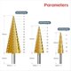 thumbnail image 4 of Juego de brocas escalonadas, 3 brocas de titanio, métricas, de 4 mm a 32 mm, brocas cónicas para metal, madera y PVC., 4 of 4