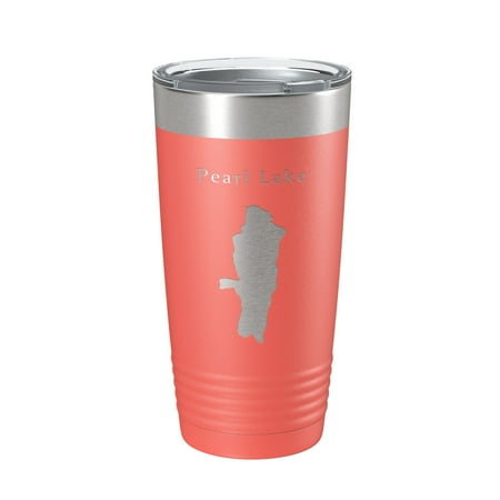 

Pearl Lake Map Tumbler Travel Mug Insulated Laser Engraved Coffee Cup Colorado 20 oz Coral