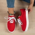 thumbnail image 5 of Heiheiup Ladies Fashion Solid Canvas Breathable Lace Up Flat Bottom Casual Single Shoe, 5 of 5
