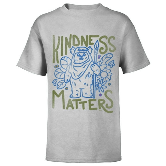 Star Wars Ewok Wicket Kindness Matters Earth Day Distressed - Short Sleeve T-Shirt for Kids - Customized-Athletic Heather