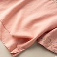 thumbnail image 4 of Women's Short Sleeve T-shirt 3/4 Sleeve Linen Shirts For Women 2025 Cotton Summer Retro Embroidered Boho Tops Casual Trendy Vacation Blouse,Pink Women's Short sleeve T-shirt XXXL, 4 of 5