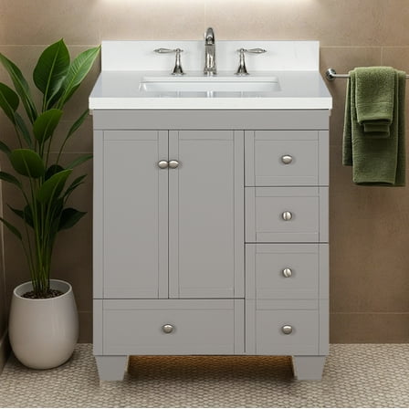 Lavanti Depos Solidwood 28-inch Bathroom Vanity with Sink - Stylish Gray