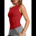 thumbnail image 3 of Tops de Verano con Hombros Descubiertos para Mujer, Camisetas para Salir, Top Corto Sin Mangas, Ropa de Moda, Conjuntos de 2025 Rojo L, 3 of 9