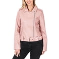 thumbnail image 1 of KOGMO Women's Snake Embossed Vegan Leather Moto Jacket with Belt, 1 of 5