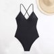 thumbnail image 5 of Trajes de baño de una pieza para mujer, trajes de baño de color sólido sin mangas de gran tamaño para mujer, conjunto de bikini con cuello en V colgante, traje de baño sin mangas, 5 of 6