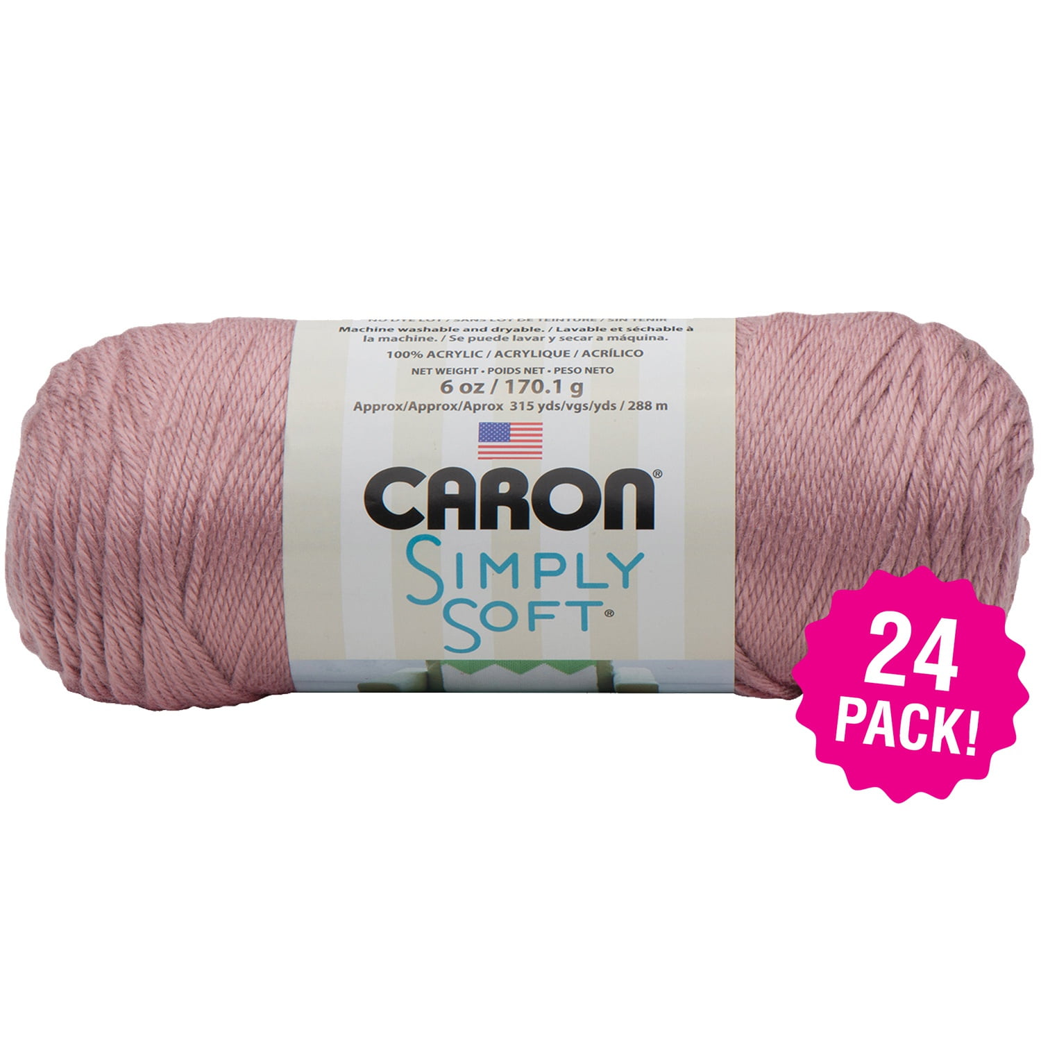 Caron Simply Soft Solids Yarn Victorian Rose, Multipack of 24