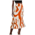 thumbnail image 2 of JIANJIA Womens Skirts Autumn Winter Color Block Print High Waist A Line Skirt Sportwear, 2 of 5