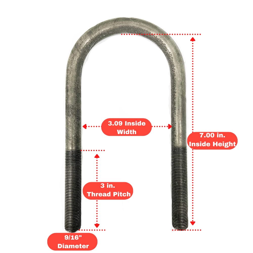 Southwest Wheel 2-Pack U Bolt Kit for 5,200-7000 lbs. 3" Round Trailer Axle 7 1/8" Long 9/16" Diameter Made in The U.S.A.