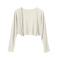 thumbnail image 3 of AGWOLF Women's Short Cardigan Bolero Shrug Sheer Tie Front Top Sun Protection Long Sleeve Jacket for Dress White Free Size, 3 of 6