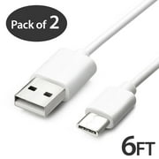2x 6FT USB Type C Cable Fast Charging Cable USB-C Type-C 3.1 Data Sync Charger Cable Cord For Samsung Galaxy S9 S9  Galaxy S8 S8 Plus Nexus 5X 6P OnePlus 2 3 LG G5 G6 V20 HTC M10 Google Pixel XL