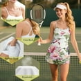 thumbnail image 6 of Yuyamidu Hummingbird Tennis Dresses Built-in Shorts with Pockets Pink Flowers Golf Athletic Dresses 2 Pices Women Sleeveless Crossover Sport Dress Size XS, 6 of 7