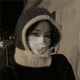 thumbnail image 2 of Gorro pasamontañas para mujer, cálido gorro de invierno, babero de una pieza, gorro de lana de punto Wai con cabeza grande, protección para las orejas, gorro Lei Feng, 2 of 6