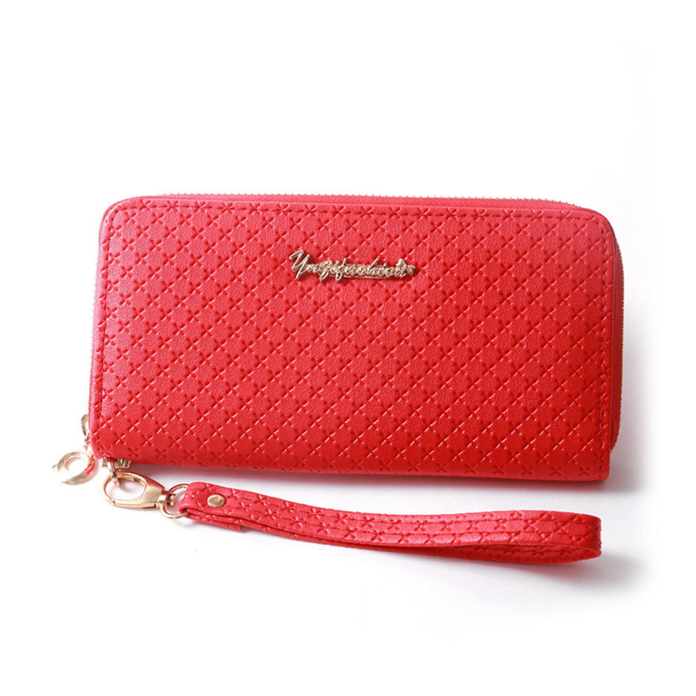 Leather Women Wallet Purse Card Holder Long Clutch Bag Phone Bag Red 