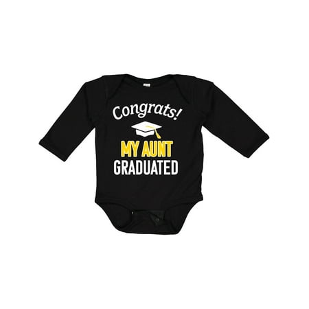 

Inktastic Congrats! My Aunt Graduated with Cap Gift Baby Boy or Baby Girl Long Sleeve Bodysuit