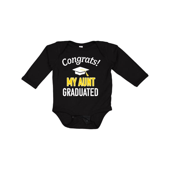 Inktastic Congrats My Aunt Graduated with Cap Boys or Girls Long Sleeve Baby Bodysuit