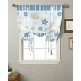 thumbnail image 2 of Light Blue Coastal Coral Tie Up Curtains for Kitchen Bathroom Bedroom Windows 63 Inch Length, Summer Nautical Ocean Beach Starfish Balloon Drape Curtains Shade Rod Pocket Curtain Panel, 46"x63", 2 of 7