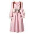 thumbnail image 3 of Girls Medieval Long Sleeve Dress French Court Style Floral Toddler A Line Party Gown, 3 of 4