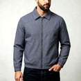 thumbnail image 5 of Men's Classic Gingham Plaid Collared Windbreaker Jacket, Full Zip Long Sleeve Loose Fit Coat with Pockets, Fall Winter Casual Outerwear for Hiking Travel Work, 5 of 9