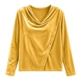 thumbnail image 5 of Smupbvky Velvet Tops for Women Dressy Casual Cowl Neck Long Sleeve Pullover Soft Velour Blouses with Buttons (XL, Yellow), 5 of 5