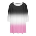 thumbnail image 6 of CHGBMOK Womens 3/4 Sleeve Blouses Color Block Crew Neck T Shirts Casual Pleated Tops Curved Hem Going Out Outfit, 6 of 6