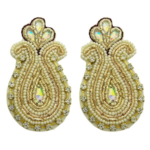 Handmade Double Paisley Pattern Crafting Decorative Brown Appliques 1 Pair