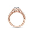 thumbnail image 5 of Round Cut Lab Created Moissanite Diamond Halo Engagement Anniversary Bridal Ring Set In 14k Rose Gold Plated Sterling Silver(G-H Color,VVS1 Clarity,1.25 Cttw)-5.5, 5 of 8