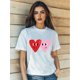 thumbnail image 1 of Women's Valentine's Day Love Letter Heart Flowers Print T-Shirt Fashion Short Sleeve Round-Neck Slm Fit Tops Summer Casual Streetwear, 1 of 6