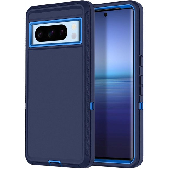 Petocase for Google Pixel 8 Pro Case Shockproof Dust/Drop Proof 3-Layer Full Body Protection [Without Screen Protector] Rugged Heavy Duty Durable Cover Case,Navy Blue