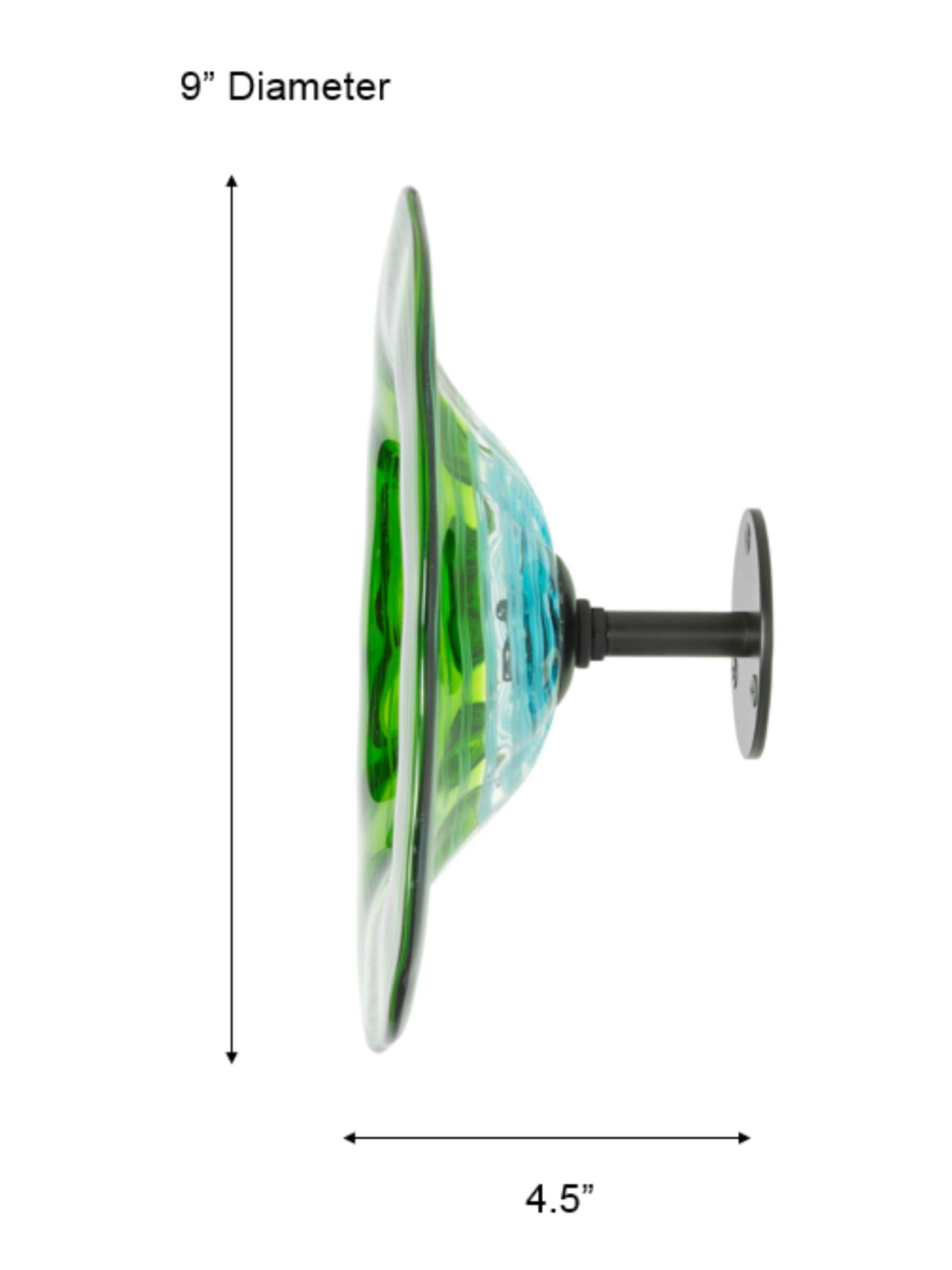 Dale Tiffany Pollena Flower Hand Blown Art Glass Wall Décor with Wall Mounting Bracket, 9-Inch Diameter