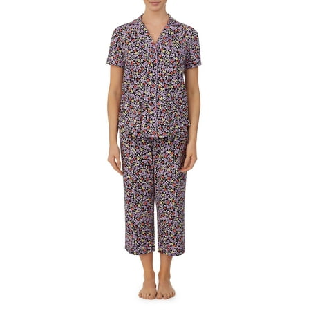 Secret Treasures Women's and Women's plus Traditional Short Sleeve Notch Collar Knit PJ