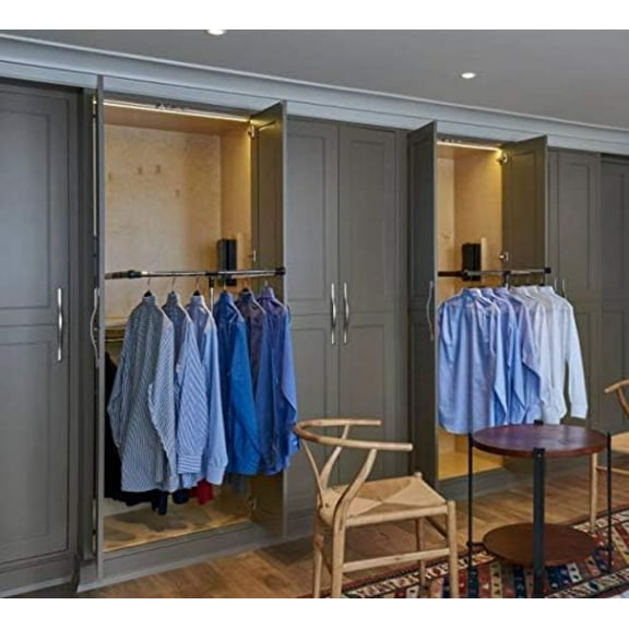 Servetto ClosetPro Soft-Close Wardrobe Lift Expanding Steel Tubing with Black Plastic Housing, Made in Italy