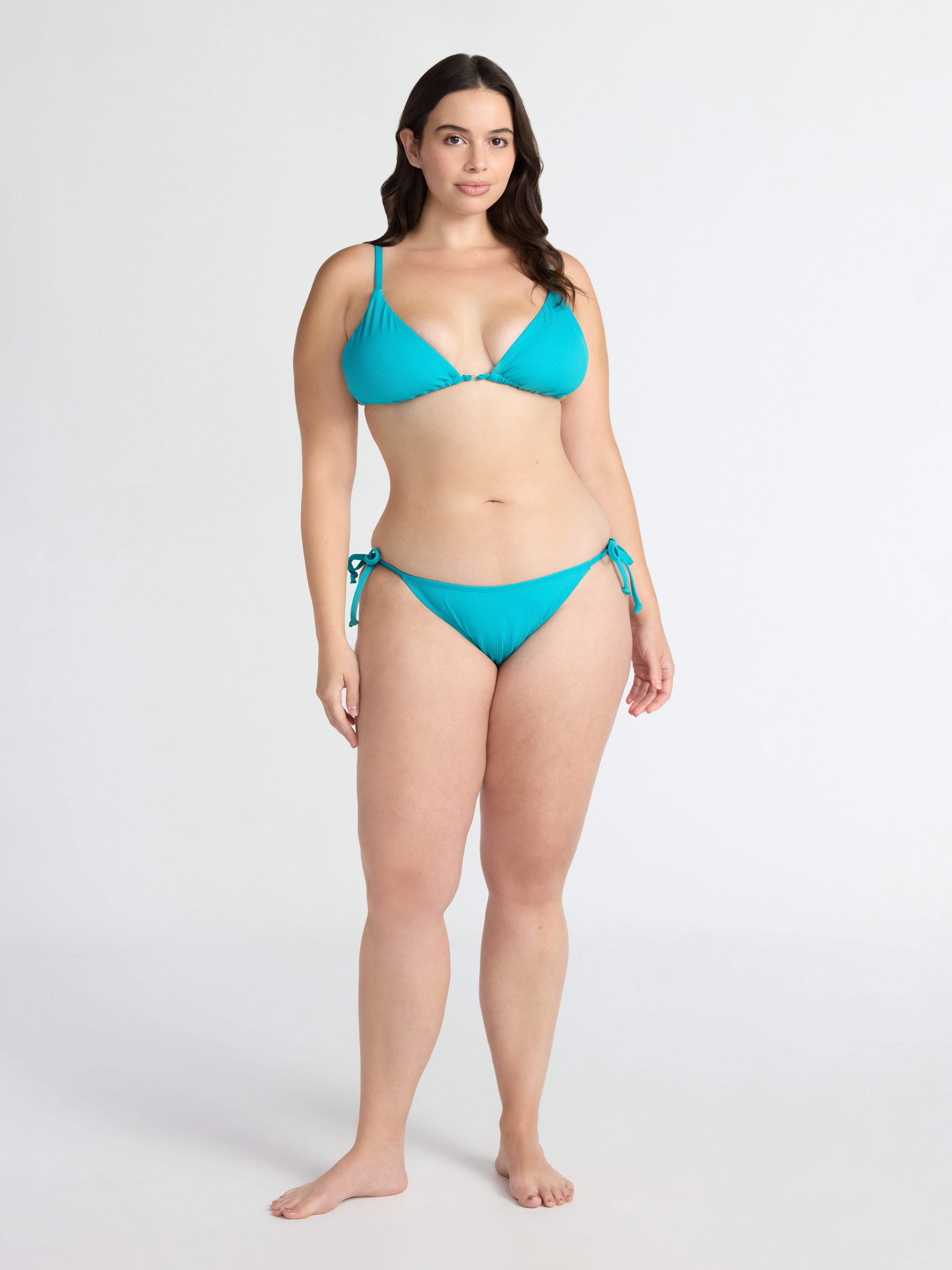 Time and Tru Women's and Women's Plus Ribbed Side Tie Bikini Swim Bottoms, Sizes XS-2X