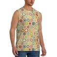 thumbnail image 2 of Uemuo Retro Geometry Pattern Men's Sleeveless T-Shirt,Muscle Athletic Tank Top, Moisture-wicking Quick-dry Breathable Classic Tee Top for Gym Run Outdoor Sports-X-Large, 2 of 8