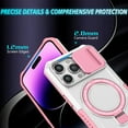 thumbnail image 4 of for iPhone 16 Pro Case with Camera Sliding Cover, [Compatible with MagSafe] with Magnetic Ring Kickstand, Military Grade Heavy Duty Protection Phone Case for iPhone 16 Pro, Pink + White, 4 of 10