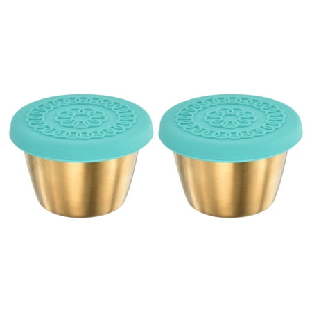 

Uxcell 2pcs Small Condiment Containers with Lids Stainless Steel Condiment Cup Dipping Sauce Cups Sky Blue